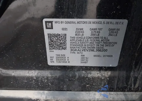 2021 GMC Terrain Awd Slt из США, поврежденный, VIN 3GKALVEV2ML366200